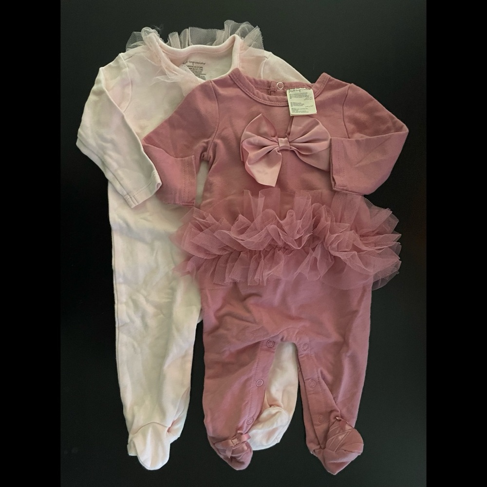 Set of 2 Baby Girl Footed Sleepers